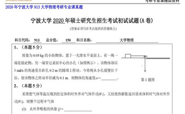 【初试】宁波大学《913大学物理》2020年考研专业课真题