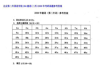 【初试】北京第二外国语学院《264德语（二外）》2008年考研真题参考答案